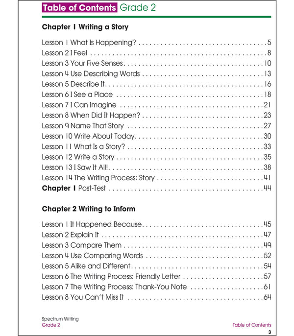 Spectrum Grade 2 Reading+Writing+Subtraction+Word Problems Workbooks (4 book set)