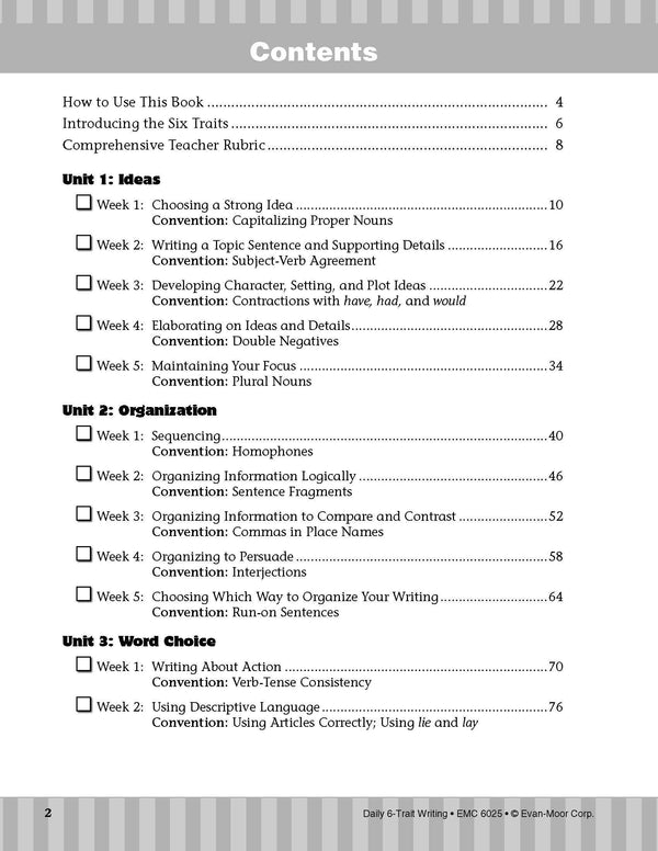 Evan Moor Daily Grade 5( 4 book set: 6-Trait Writing, Academic Vocabulary,MATH , Reading )