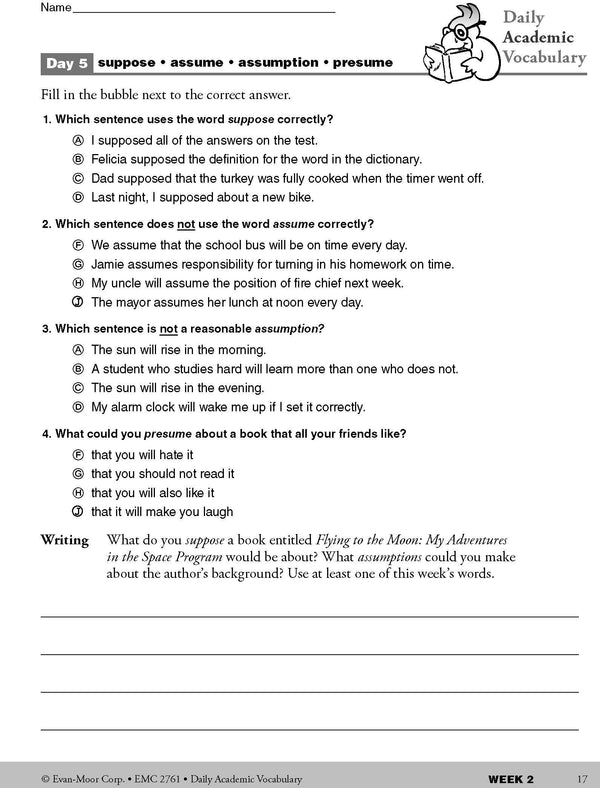 Evan Moor Daily Grade 5( 4 book set: 6-Trait Writing, Academic Vocabulary,MATH , Reading )