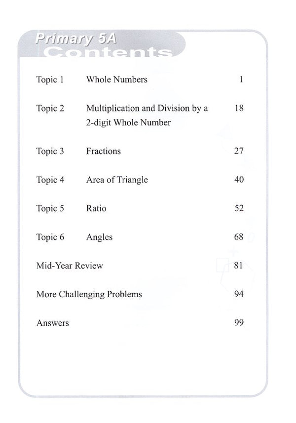 Singapore Math: Grade 5 Primary Mathematics Intensive Practice 5A