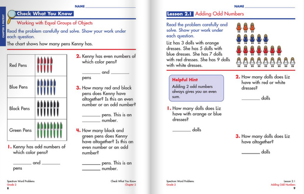 Spectrum Grade 2 Reading＋Writing+Subtraction+Word Problems Workbooks (4 book set)