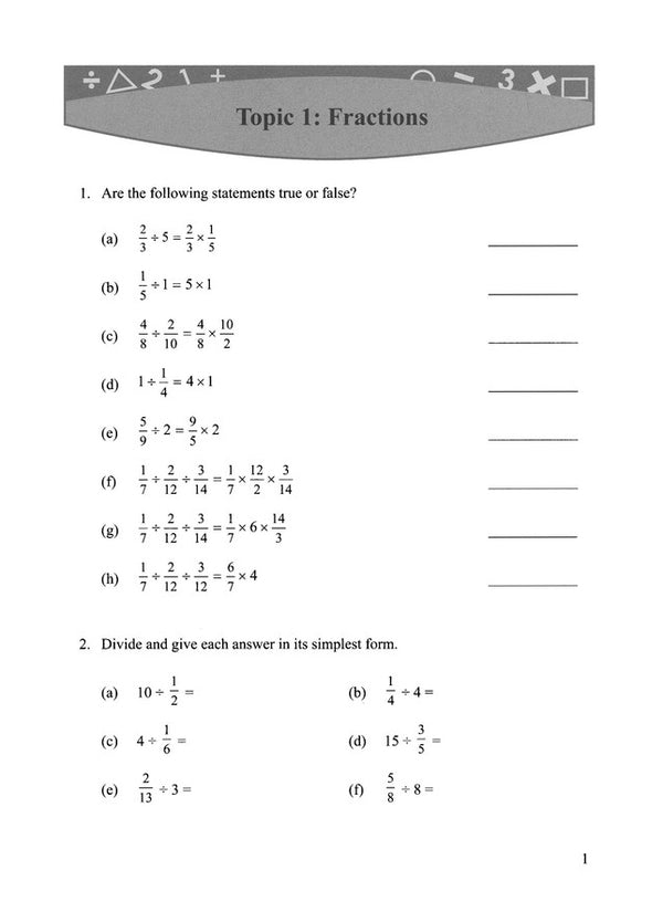 Singapore Math: Grade 6 Primary Mathematics Intensive Practice 6B